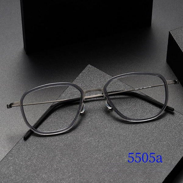 Eye Glasses For Men 5505A Round Denmark Titanium No Screw Korea Glasses Frames Optical Ultra-light Business Reading Ｇlasses