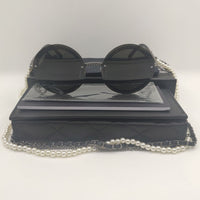 Sale Small Round Gold Chain Sunglasses For Women Brand Designer Fashion Gold Metal Girl Ladies For Rimless Sun Glasses UV400