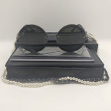 Sale Small Round Gold Chain Sunglasses For Women Brand Designer Fashion Gold Metal Girl Ladies For Rimless Sun Glasses UV400