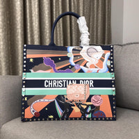 H-bag Dior BOOK TOTE BAG IN EMBROIDERED CANVAS 42x32x15cm