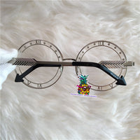 S-sunglasses Round frame Clock pattern Metal eyeglass frame for w.a.n.g.d.e.r.l.a.n.d clock