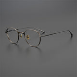 PT813 Handmade titanium eyeglass Round frame Glasses  myopia  prescription retro thin legs, flat light, and height options