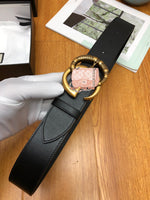 A-accessories GUCCI 3.8cm Men's Casual Leather Belt Trinity Style for Jeans Khakis Dress Leather Strap Silver Prong Buckle Belt
