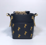 H-bag CHLOÉ Mini Roy bucket bag in smooth calfskin with "little horses" embroidery 20×17×7.5cm NO.63073a
