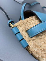 H-bag Loewe Gate Mini Bag Light Blue/Natural Women Gate Saddle Shaped Crossbody Bag Shoulder Purse