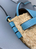 H-bag Loewe Gate Mini Bag Light Blue/Natural Women Gate Saddle Shaped Crossbody Bag Shoulder Purse