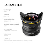 E-Electronic KamLan 8MM F3.0 Wide-angle fixed focus APS-C frame mirrorless lens Manual Wide Angle Fisheye Lens for Sony Canan Fuji DSLR Camera DSLR Camera Fisheye Lens Wide Angle Fisheye Lens