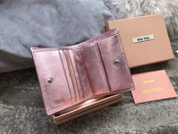 A-accessories MIU MIU NO.LT.5MV204 8-11cm Women Wallets Small Bifold Leather Pocket Wallet Ladies Mini Short Purse
