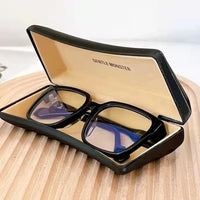 S-sunglasses Korean Style Rectangular Black Acetate Frame Anti Radiation Glasses For Loopy Women Oversized Shades for Women Glasses Frame Clear Lens Eyeglasses Elastic Temples Leg