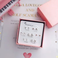 7 Pairs/set Of Simple One Week Earrings Set Fashion Earrings Combination Set Female Love Star Moon Flower Simple Cute Stud Earrings Jewelry