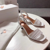 S-shoe N.E.O.U.S Summer Single Cusp Shoe Strappy Heels Solid Buckle Classics Color Block Shoes Slip-on strappy leather sandals with a geometric heel