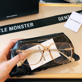 S-sunglasses G monster Anti-Blue Women Round Glasses Eyeglasses For Jeff Anti Radiation Metal Details Thin Temples Transparent Retro unisex Computer lens Oversized Black Acetate Frame Eyewear 99.9% UV Protection