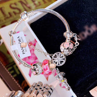 J-jewelry Pandora Silver Plated Snake Chain Charm Bracelets Crystal Beads Bracelet for Women