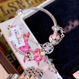 J-jewelry Pandora Silver Plated Snake Chain Charm Bracelets Crystal Beads Bracelet for Women