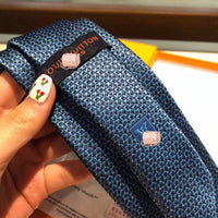 A-accessories Louis Vuitton Men's Cotton Solid Stripe Skinny Tie Slim Necktie For Wedding Party
