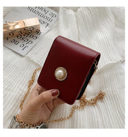 L-package Leather Makeup Lipstick Case with Mirror for Purse Cosmetic Pouch Travel Makeup Bag Holder Fits of Lipstick Travel Purse Storage with Chain
