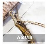 L-package Women PVC Transparent Handbag Tote Bamboo Handles Summer Beach Bag Bucket Shoulder Bag Crossbody Bag Cosmetic Shoulder Handbag