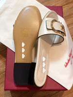 S-shoe S.a.l.v.a.t..o.r.e F.e.r.r.a.g.a.m.o Women's Wide Width Slide Sandals Slip On Flat Cross Strap Casual Summer Shoes