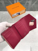 A-accessories NO.M62948 8.5-12.0-1.5cm Louis Vuitton Women's Short Purse Leather Medium Wallet Bifold Card Coin Holder Small Purses Buckle Zipper