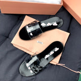 S-shoe MIU MIU Women Men Bath Shower Slippers Shower Sandals Patterned Non Slip Beach Sandal