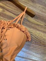 D-clothing Zimmermann Women's Halter One Piece Swimsuits Braid Macrame Ruched Tummy Control Swimwear