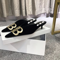 S-shoe Balenciaga Womens High Heel Pumps Pointed Ankle Buckle Stilettos Dress Shoes