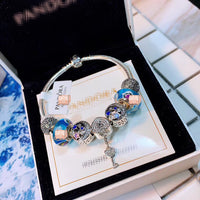 J-jewelry Pandora Silver Plated Snake Chain Charm Bracelets Crystal Beads Bracelet for Women