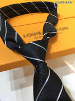 A-accessories Louis Vuitton Men's Silk Tie and Pocket Square Woven Formal Tie Cufflink Set Solid Neckties