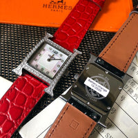 W-watch h.e.r.m.e.s Heure H watch, 21 x 21 mm Steel watch with sunburst stamped motif