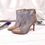 S-shoe C.h.r.i.s.t.i.a.n L.o.u.b.o.u.t.i.n Women's Solid Color Tulle Perspective Embroidery Lace Zipper Mid Block Heel Sandals Summer Daily Outing