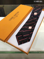 A-accessories Louis Vuitton Men's Silk Tie and Pocket Square Woven Formal Tie Cufflink Set Solid Neckties