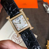 W-watch h.e.r.m.e.s Heure H watch, 21 x 21 mm Steel watch with sunburst stamped motif