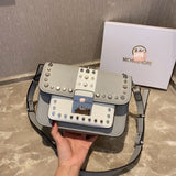 M-Handbag M.K 23-16cm Women Designer Rivet Shoulder Bag Ladies Top Handle Clutches Handbags Purse