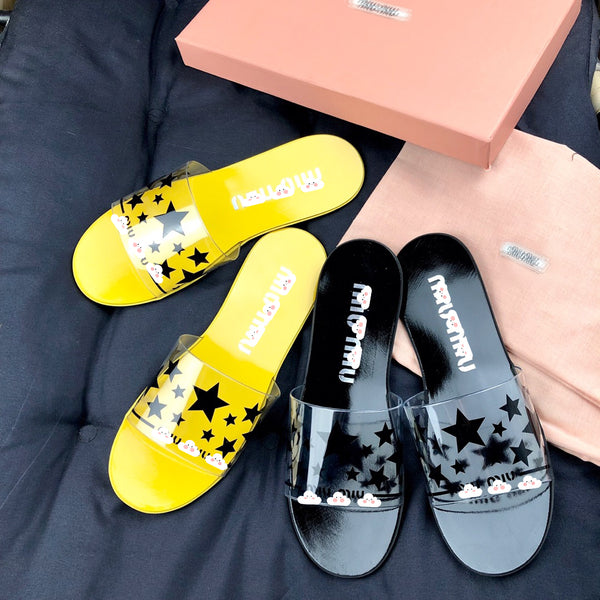 S-shoe MIU MIU Women Men Bath Shower Slippers Shower Sandals Patterned Non Slip Beach Sandal