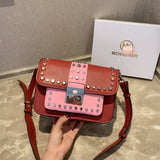 M-Handbag M.K 23-16cm Women Designer Rivet Shoulder Bag Ladies Top Handle Clutches Handbags Purse