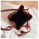 L-package Women Bag With Colorful Strap Bucket Bag Women PU Leather Shoulder Bags Messenger Bags with 2-Style Strap