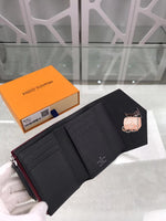 A-accessories NO.M62948 8.5-12.0-1.5cm Louis Vuitton Women's Short Purse Leather Medium Wallet Bifold Card Coin Holder Small Purses Buckle Zipper