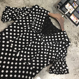 D-clothing Dior Dresses for Women V Neck Ruffle Polka Dot Loose Swing Casual Short T-Shirt Dress