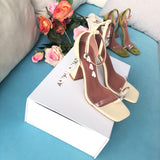S-shoe A.M.I.N.A M.U.A.D.D.I Women's Strappy Chunky Block Sandals Ankle Strap Open Toe High Heel for Dress Wedding Party Evening Office Shoes Sandals