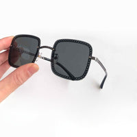 2022 Retro Shield Gold Chain Sunglasses For Women Summer Brand Designer Ladies Party Rimless Steampunk For Sun Glasses UV400