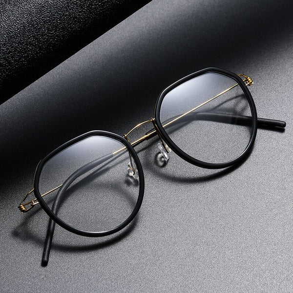 Gillian Denmark Titanium No Screw Korea Glasses Frames Optical Ultra-light Business Round Prescription Diopter Eyeglasses Men
