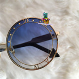 S-sunglasses Round frame Clock pattern Metal eyeglass frame for w.a.n.g.d.e.r.l.a.n.d clock