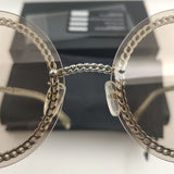 Summer Gold Chain Round Sunglasses For Women Shades Brand Designer Alloy Retro Rimless Fashion Futuristic For Sun Glasses UV400
