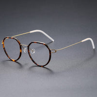 Gillian Denmark Titanium No Screw Korea Glasses Frames Optical Ultra-light Business Round Prescription Diopter Eyeglasses Men