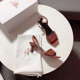 S-shoe N.E.O.U.S Summer Single Cusp Shoe Strappy Heels Solid Buckle Classics Color Block Shoes Slip-on strappy leather sandals with a geometric heel