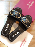 S-shoe S.a.l.v.a.t..o.r.e F.e.r.r.a.g.a.m.o Women's Wide Width Slide Sandals Slip On Flat Cross Strap Casual Summer Shoes
