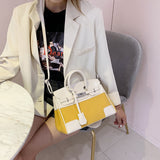 L-package big:26-20-14cm small:21-15-11cm Designer Handbag Top Handle Padlock Women's Leather Bag