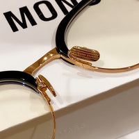 S-sunglasses Round Frame Computer Anti Radiation Replaceable Hinges High Quality Eyeglass For Kito Black Acetate And Gold Metal Frame Anti Blue Reading Beta Titanium Glasses For Women Men