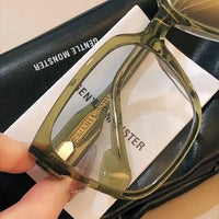 S-sunglasses Korean Style Rectangular Black Acetate Frame Anti Radiation Glasses For Loopy Women Oversized Shades for Women Glasses Frame Clear Lens Eyeglasses Elastic Temples Leg