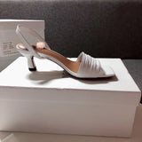 S-shoe N.E.O.U.S Summer Single Cusp Shoe Strappy Heels Solid Buckle Classics Color Block Shoes Slip-on strappy leather sandals with a geometric heel